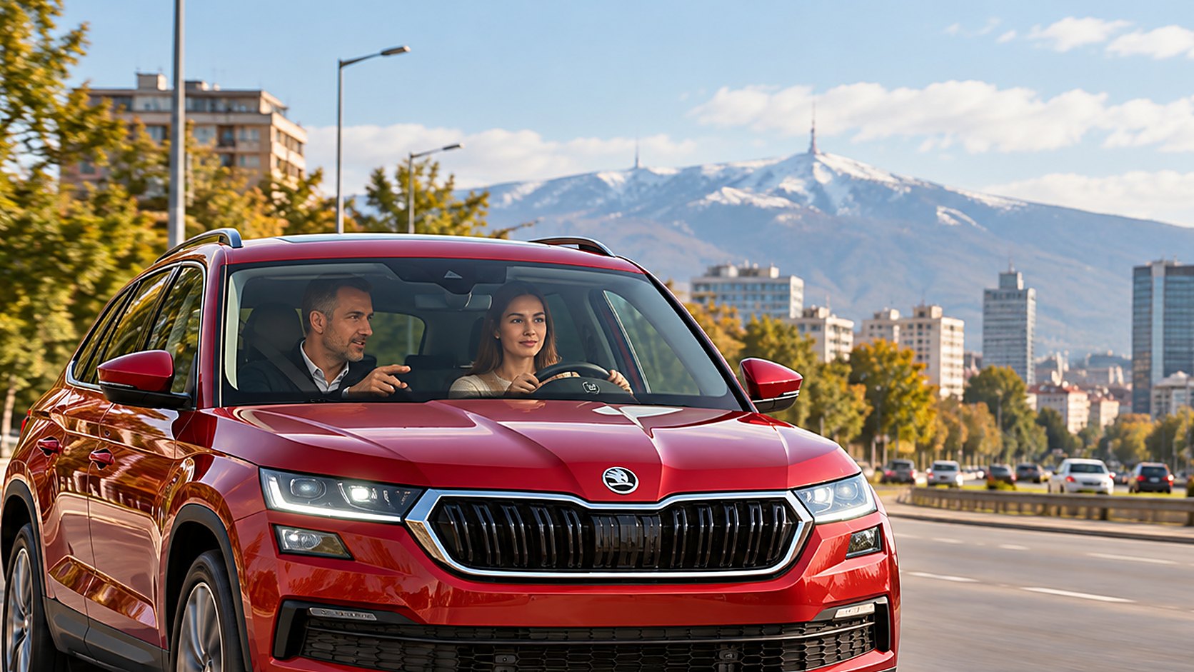 Червена Škoda — учебният автомобил на автошкола Ефтим Ризов