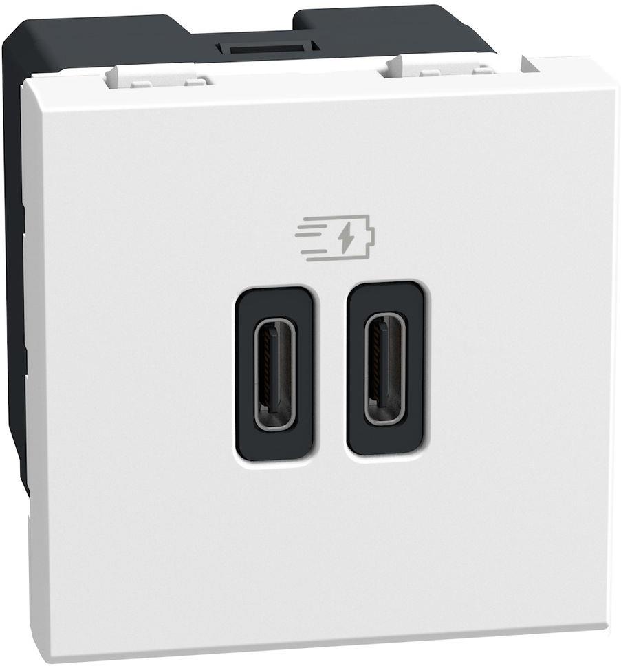 Розетка 2xUSB за зареждане тип C 3A 15W Бяла