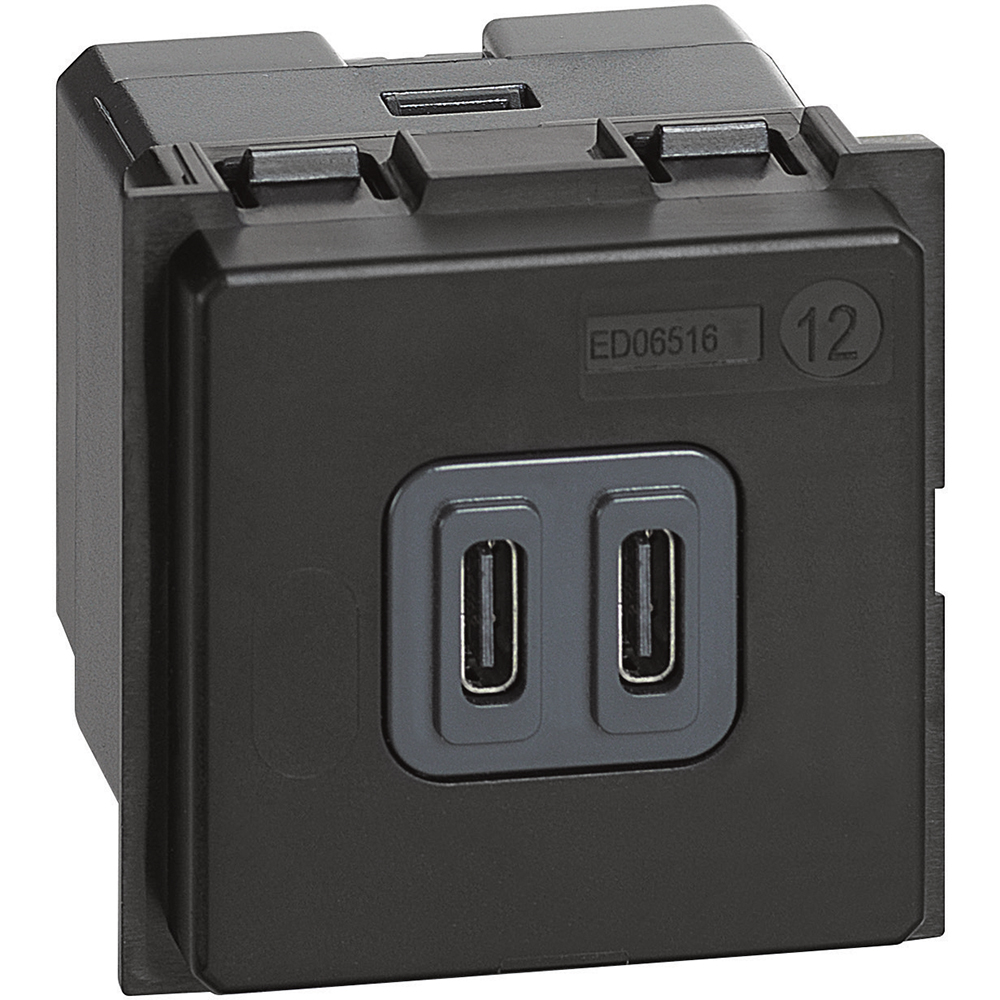 Розетка 2xUSB за зареждане тип C 3A 15W 2 мод