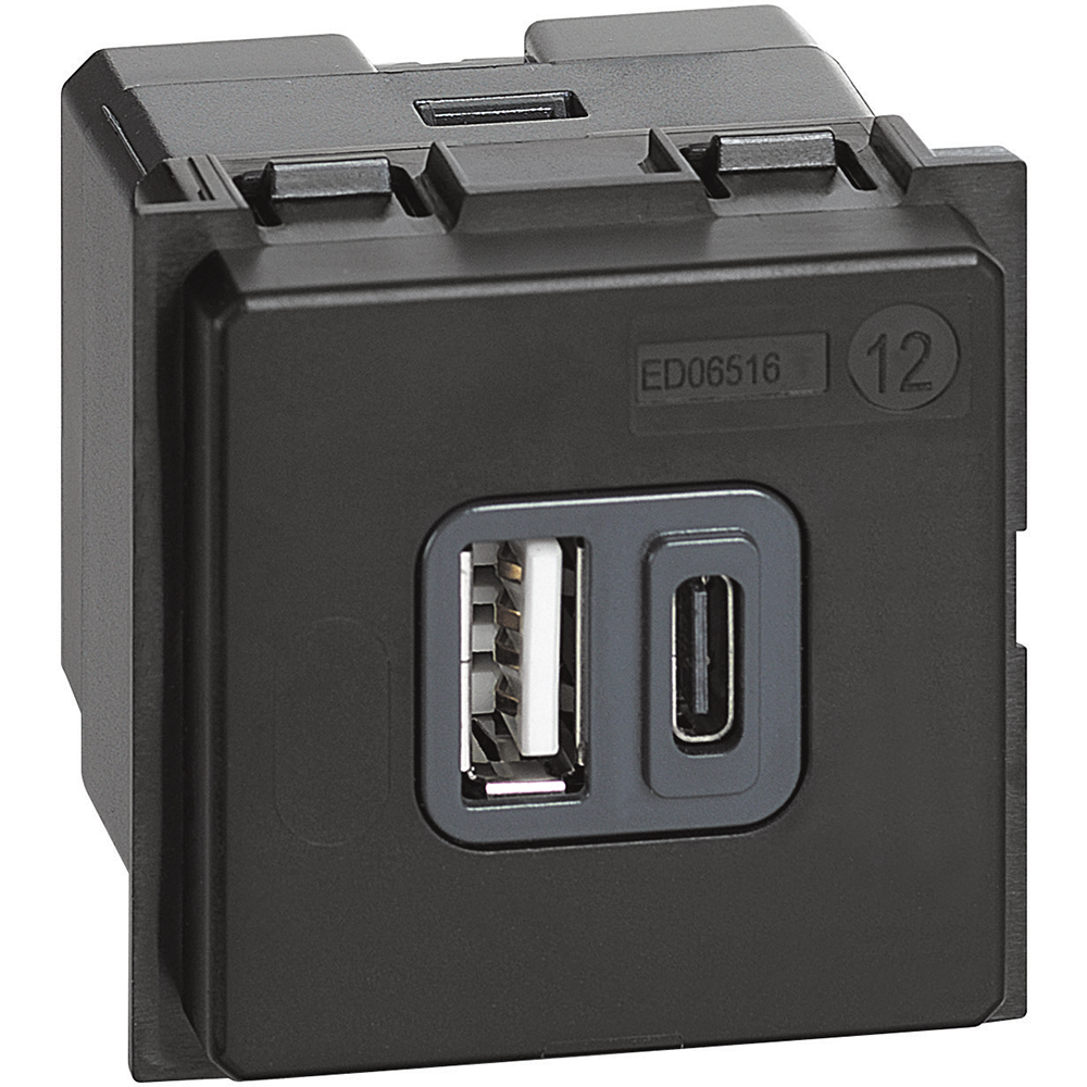 Розетка 2xUSB за зареждане тип A+C 3A 15W 2 мод