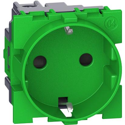 Контакт ШУКО 2P+E 2 мод. 16A детска защита Зелен