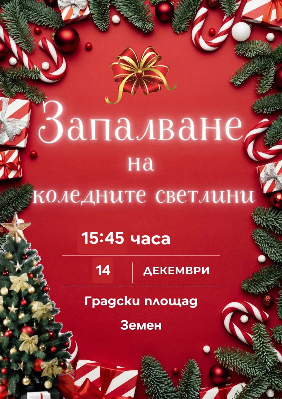 Запалване на коледните светлини и откриване на Коледен базар 2024!